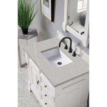 James Martin Vanities Brookfield 36in Single Vanity, Bright White w/ 3 CM Eternal Serena Quartz Top 147-V36-BW-3ESR